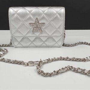 Silver Quilted Chain Bag